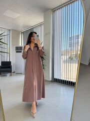 Fw 8185 Lina Kahve  Gömlek Elbise