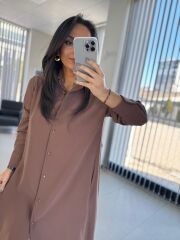 Fw 8185 Lina Kahve  Gömlek Elbise