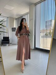 Fw 8185 Lina Kahve  Gömlek Elbise