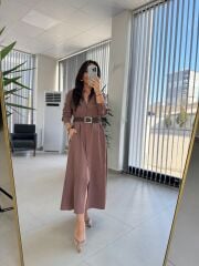 Fw 8185 Lina Kahve  Gömlek Elbise