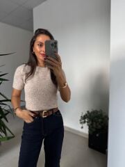 Dv 10651 Yumoş Kısa Kollu Vizon Kazak