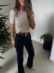 Dv 10651 Yumoş Kısa Kollu Vizon Kazak