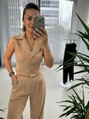 Art. Atlas Yelekli Camel Takım