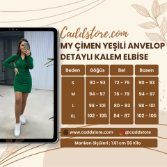 My Çimen Yeşili Anvelop Detaylı Kalem Elbise