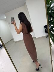 Fw 8130 Simba Tensel Kemerli Kahve Elbise