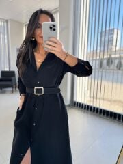 Fw 8185 Lina Siyah  Gömlek Elbise