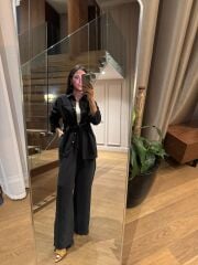 La 5628 Bel Büzgülü Tensel Siyah Takım