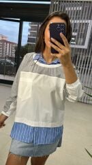 Gömlek Detaylı Gri Sweat