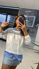 Gömlek Detaylı Gri Sweat