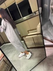 Polo Yaka Gri Oversize Triko Elbise