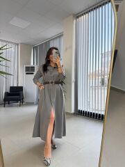 Fw 8185 Lina Antrasit  Gömlek Elbise