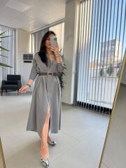 Fw 8185 Lina Antrasit  Gömlek Elbise