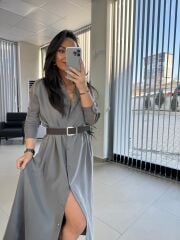 Fw 8185 Lina Antrasit  Gömlek Elbise