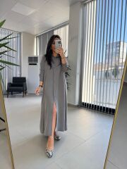 Fw 8185 Lina Antrasit  Gömlek Elbise