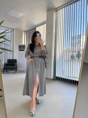 Fw 8185 Lina Antrasit  Gömlek Elbise