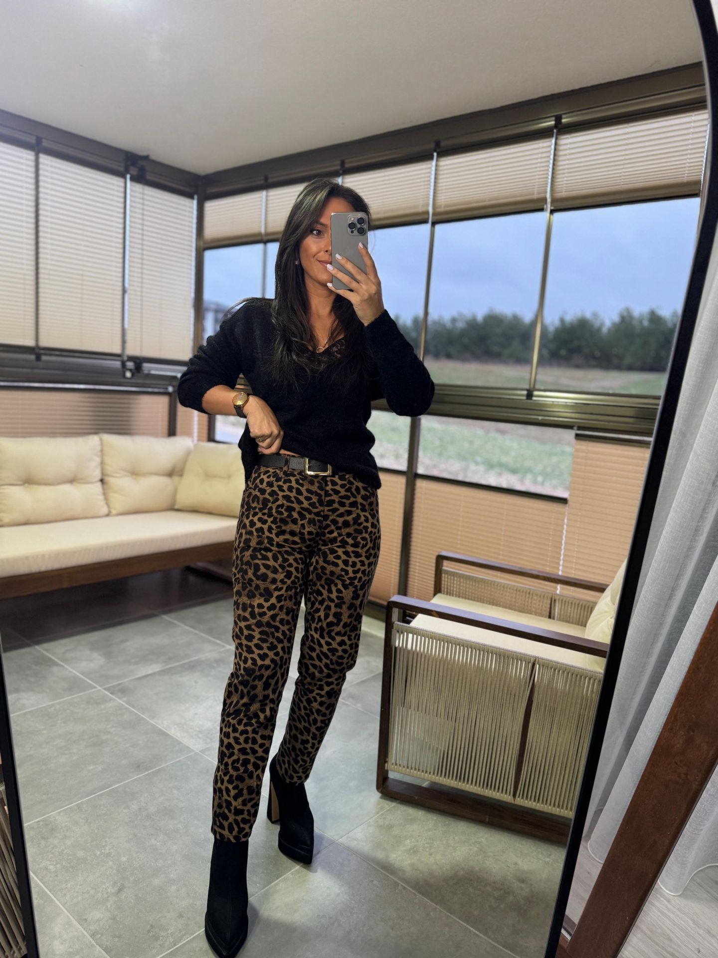 Wo Kahve Leopar Pantolon