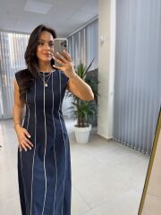 Fw O402 Marka Model Laci-Beyaz Biyeli Keten Elbise