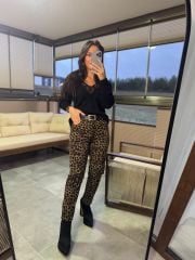 Wo Kahve Leopar Pantolon