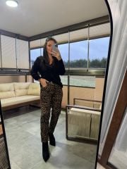 Wo Kahve Leopar Pantolon