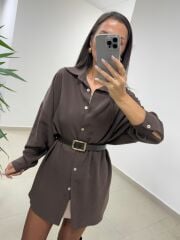 Ms 79377 Kahve Oversize Gömlek