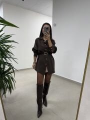 Ms 79377 Kahve Oversize Gömlek