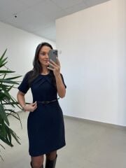 Mc 5111 Laci Yaka Pens Detaylı Elbise