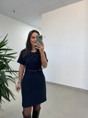 Mc 5111 Laci Yaka Pens Detaylı Elbise