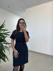 Mc 5111 Laci Yaka Pens Detaylı Elbise