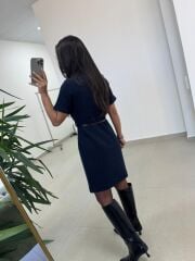 Mc 5111 Laci Yaka Pens Detaylı Elbise