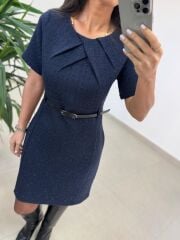 Mc 5111 Laci Yaka Pens Detaylı Elbise