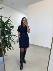 Mc 5111 Laci Yaka Pens Detaylı Elbise