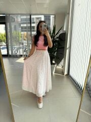 Cr 3017 Pembe Çıtır Şifon Etek