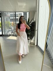 Cr 3017 Pembe Çıtır Şifon Etek