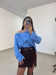 Tp 1351 A.Kahve Kaşe Mini Etek