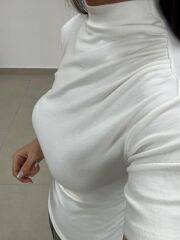 İv 26283 Yarım Balıkçı Yaka Ekru Tişört