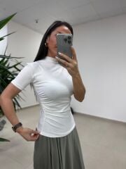 İv 26283 Yarım Balıkçı Yaka Ekru Tişört