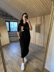 Siyah baskılı sweat elbise