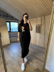 Siyah baskılı sweat elbise