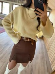 Panço Görünümlü Krem Kazak