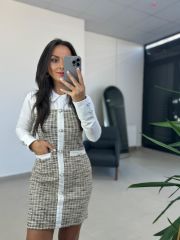 Sg Tüvit Poplin Detaylı Elbise