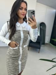 Sg Tüvit Poplin Detaylı Elbise