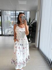 Bb 28950 Ekru Nakışlı Elbise
