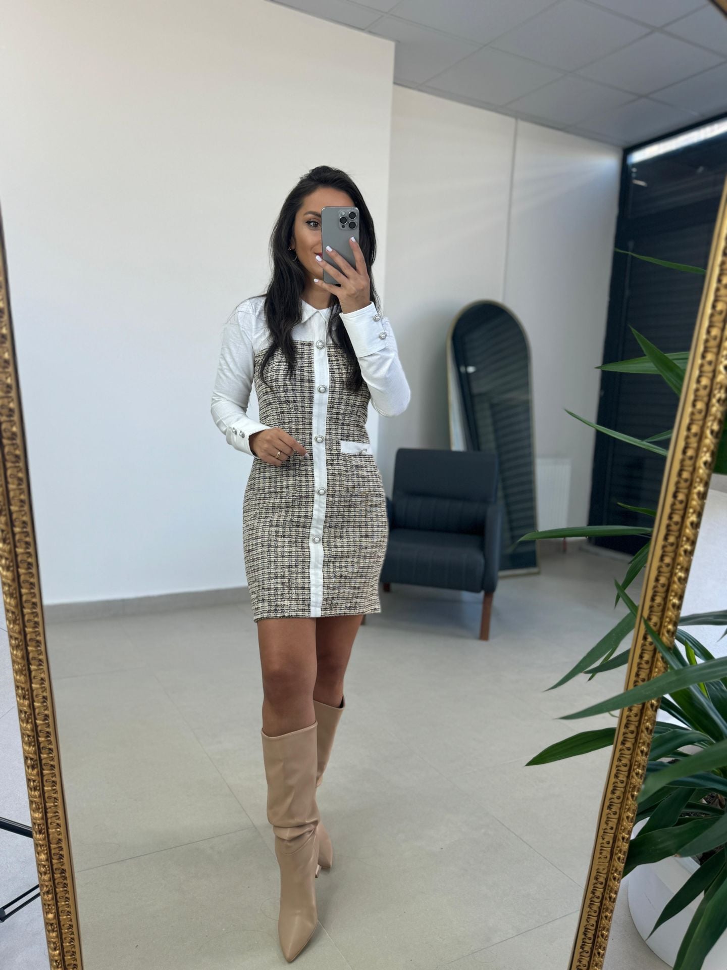 Sg Tüvit Poplin Detaylı Elbise