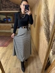 Houndstooth long skirt