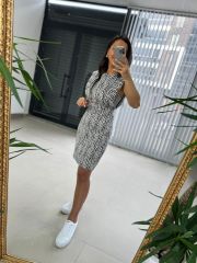 Ms Körüklü Siyah Beyaz Geçişli Elbise