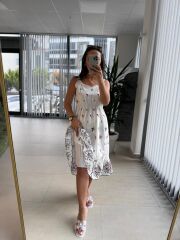 Bb 28950 Ekru Nakışlı Elbise