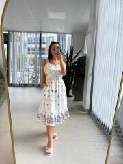 Bb 28950 Ekru Nakışlı Elbise