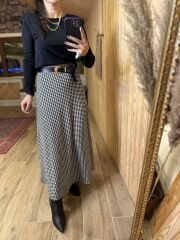Houndstooth long skirt
