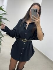 Ms 79377 Siyah Oversize Gömlek