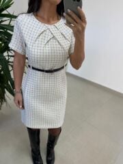 Mc 5111 Beyaz Yaka Pens Detaylı Elbise